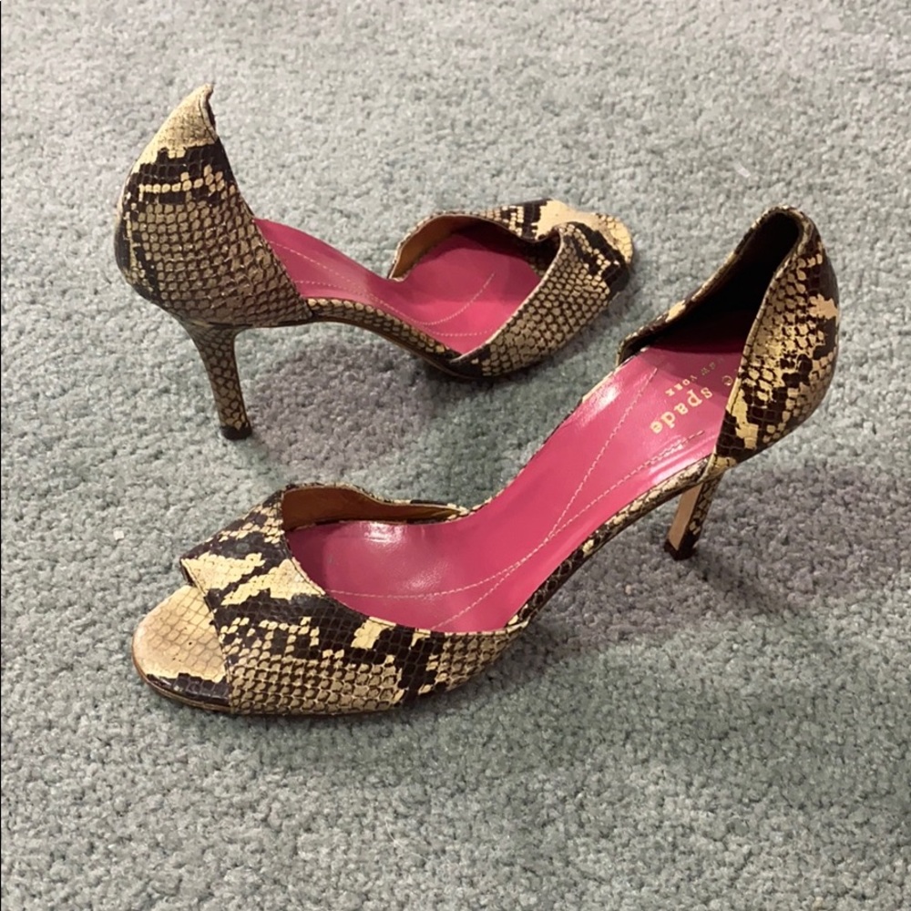 kate spade Snake Print D'Orsay Heels with Pink Insole